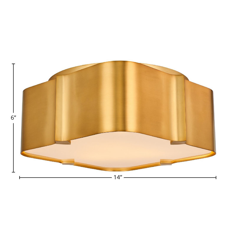 Lotus 3 LT Winter Brass Flush Mount Kalco, 6" H x 14" W x 14" D