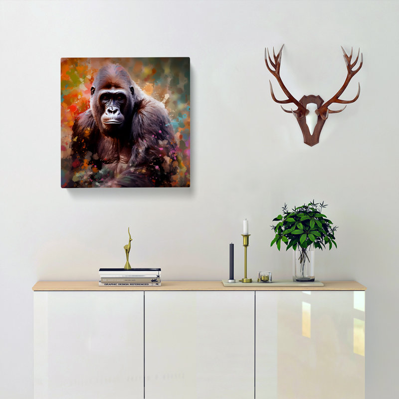 Gorilla Impressionism No.1 - Wrapped Canvas, 50cm H x 50cm W x 3cm D