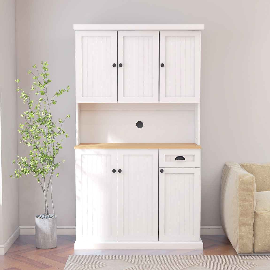 Winston Porter Kitchen Pantry Storage With Microwave Oven