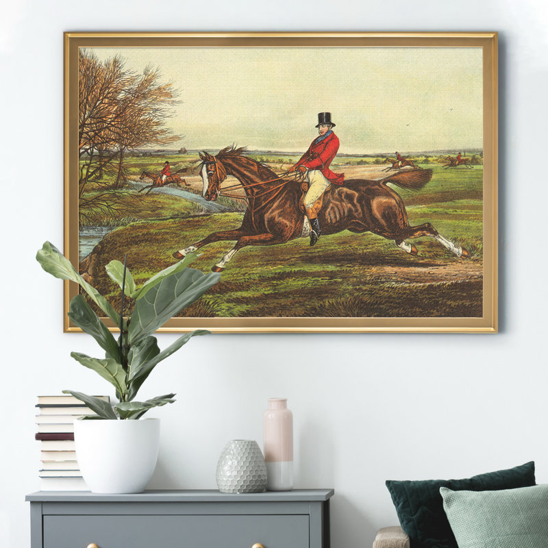 " The English Hunt II ", 30.5" H x 42.5" W x 1" D, Gold Frame