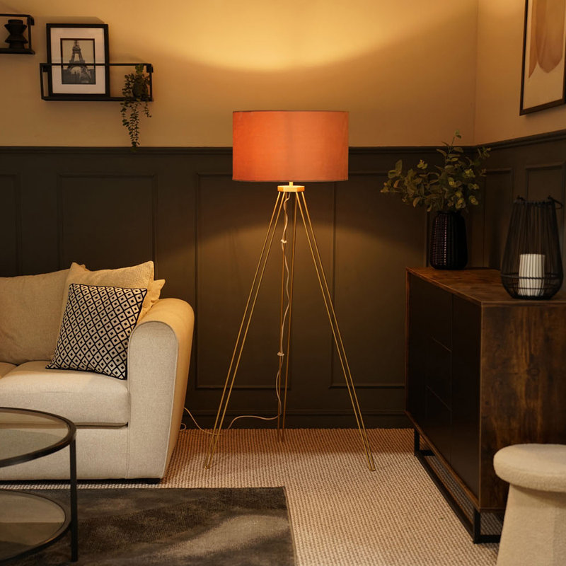 Dundrod 127cm Powder Coated Tripod Floor Lamp Set, Yes, Pink