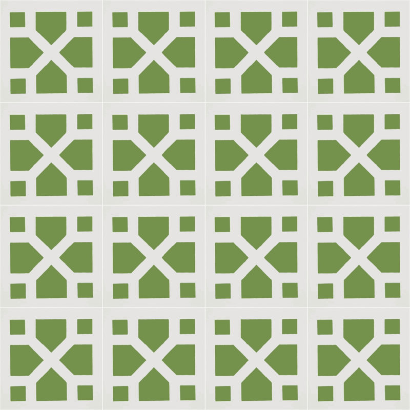Zephyr 8" x 8" Cement Patterned/Concrete Look Wall & Floor Tile, Crossing Green