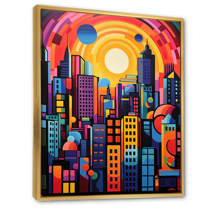 «City Honolulu Popart I» sur toile, H 20 po x l 12 po x P 1 po, Cadre flottant doré