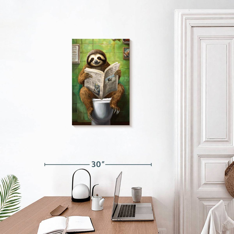 Ketti Sloth On A Toilet, 24" H x 16" W