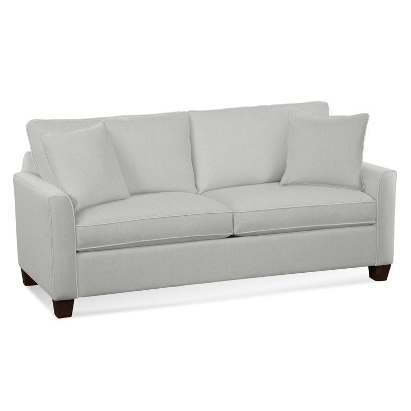 Grand lit Charleston, Java, Sunbrella beige à fines rayures; 6205-74, Gel Memory Foam Mattress