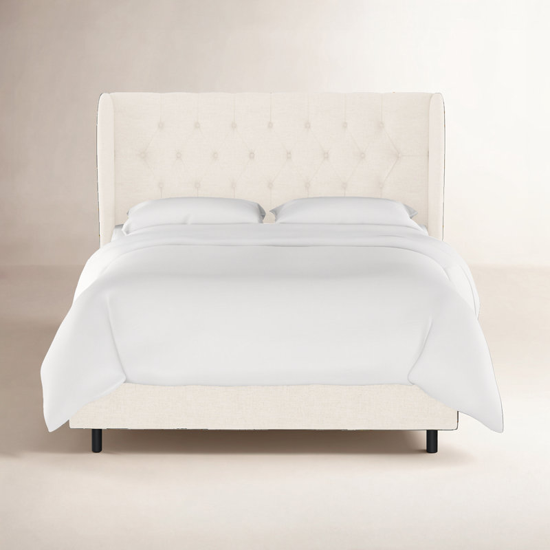 Tomey Upholstered Wingback Bed, Queen, Classic Black Performance Velvet