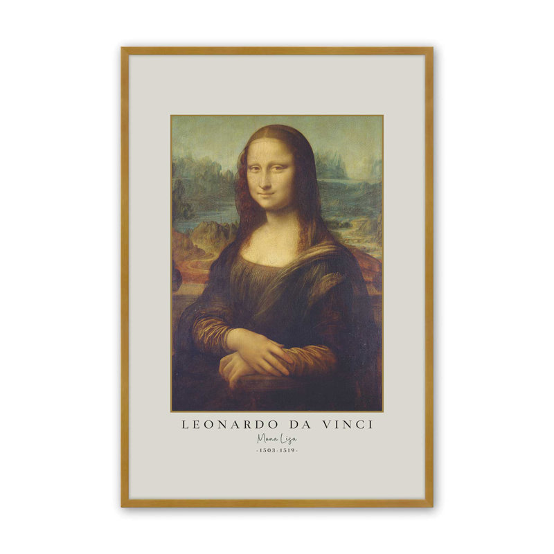 «Mona Lisa» par Leonardo da Vinci, Reproduction encadrée sans passe-partout, Or poli, H 37,25 po x l 25,25 po x P 1,25 po