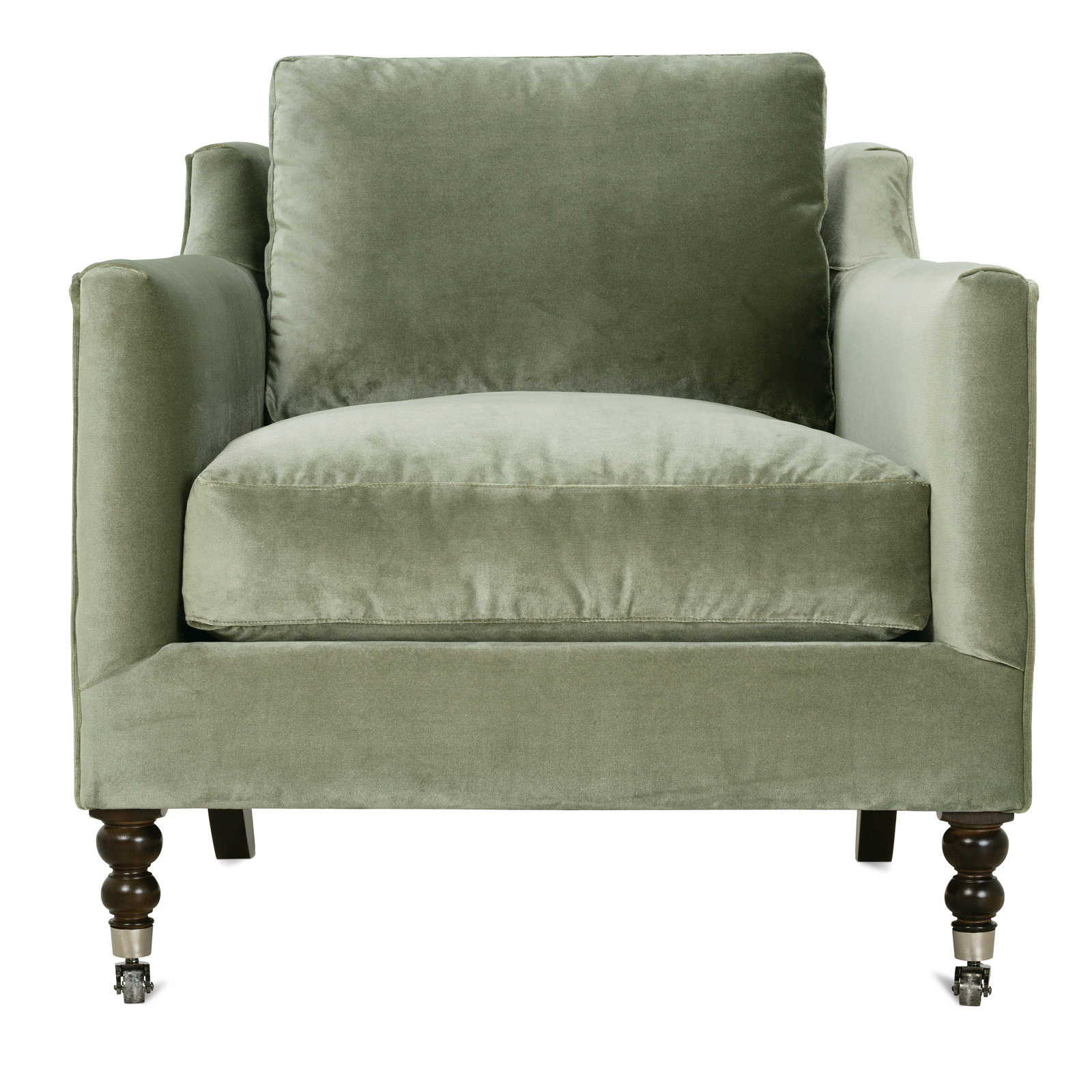 Madeline 33" W Armchair, Dark Brown Wood, Sage Velvet (15026-23)