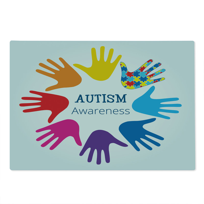 Ambesonne Autism Cutting Board Large Size Hands Symbolizing Support Multicolor