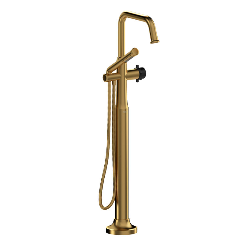 Garniture de baignoire sur pied à un trou avec bec en U Momenti, Chrome, Petite croix