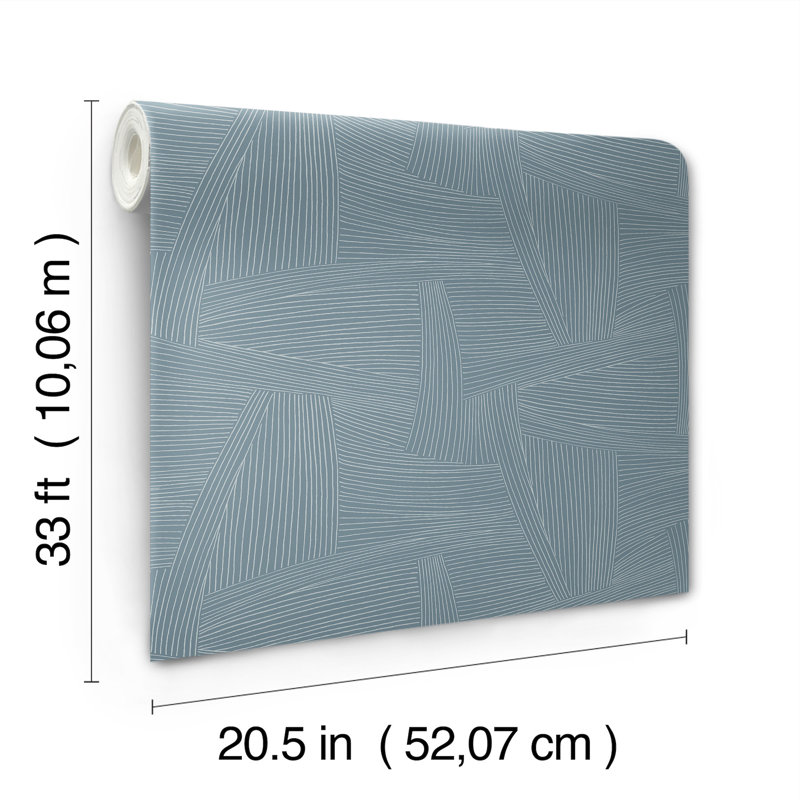 Papier peint géométrique tissé Reid, Bleu ciel