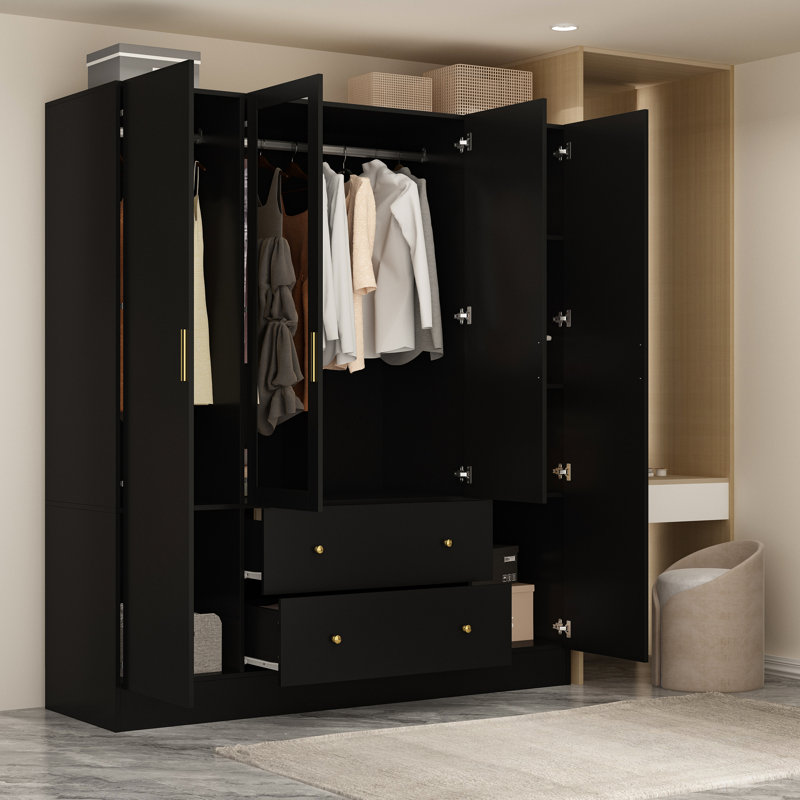 Armoire 4 portes 70,9 po Ragin, Noir