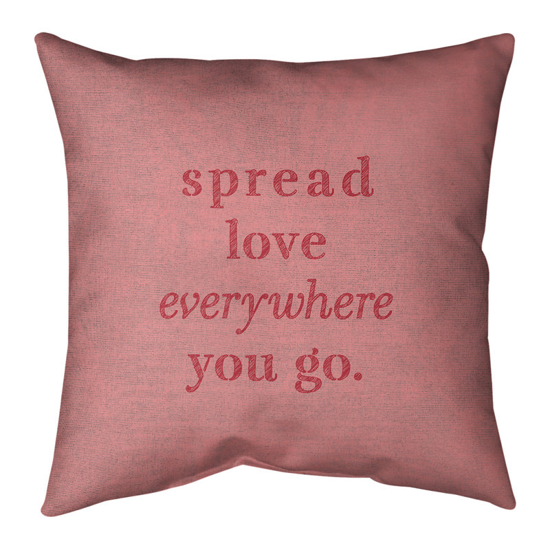 Coussin intérieur / extérieur Spread Love, Rouge, 18 x 18