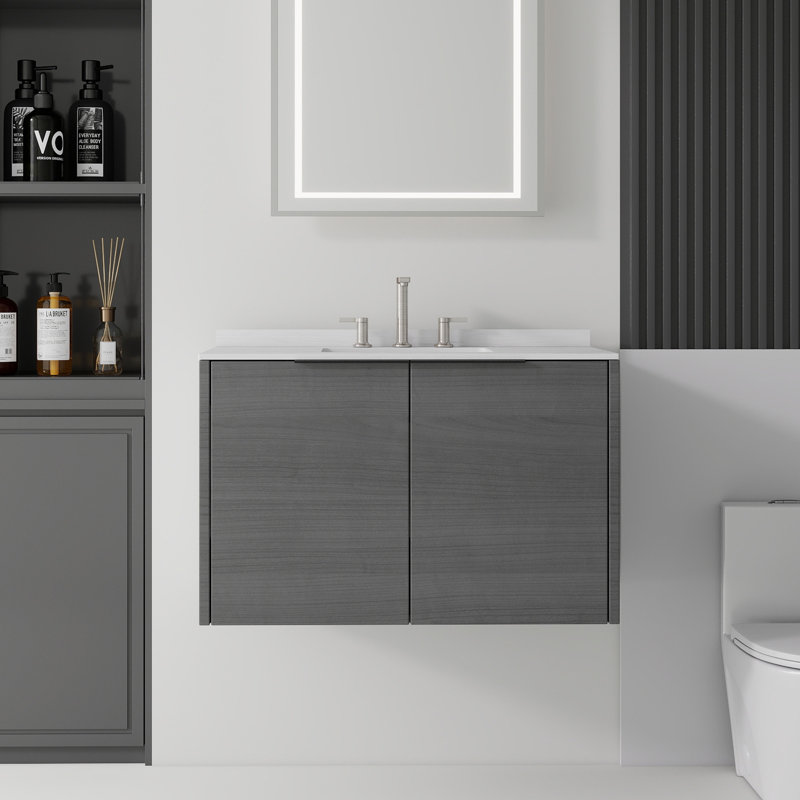 Meuble-lavabo flottant 36 po avec lavabo 36 po, Gris foncé, 36"