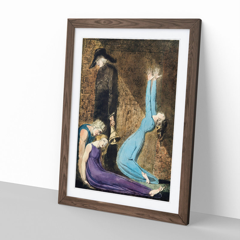 Man Supporting a Woman by William Blake - Picture Frame Painting, 65cm H x 48cm W x 2cm D, Walnut Framed