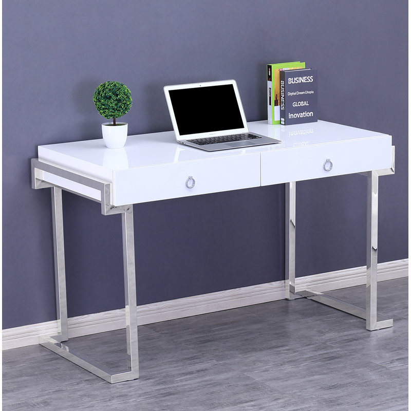 Steel Writing Desk, Silver