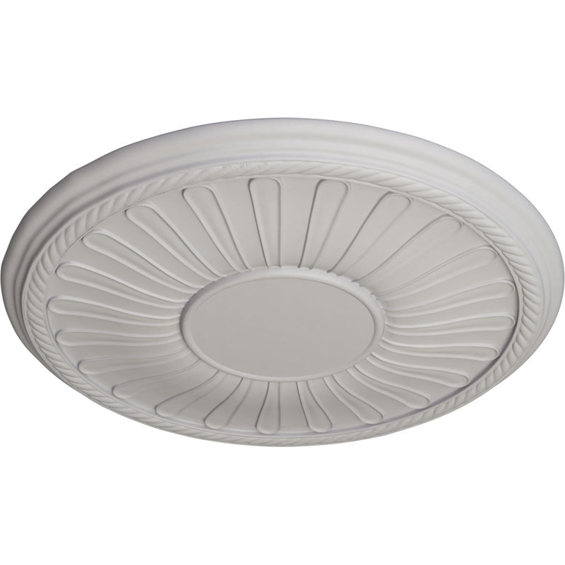 19 médaillon de plafond L 7 7/8 po x P 1 1/4 po Leandros (convient aux auvents jusqu'à 6 3/8 po), Blanc ultra pur