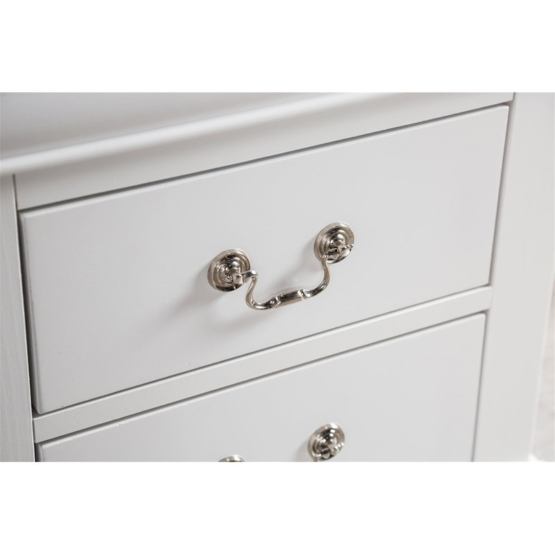 Finition blanche table de chevet 1pc pattes de support à queue d'aronde poignées suspendues meubles de chambre à coucher de finition blanche transitionnelle