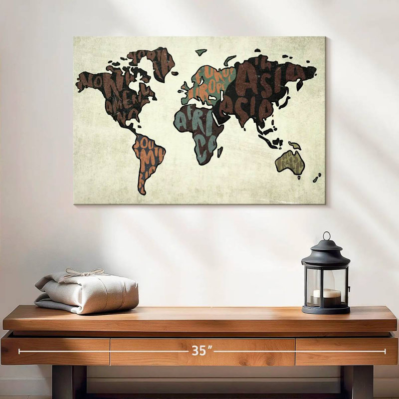 Carte des mots Continents, H 16 po x l 24 po