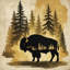 Bison en forêt, housse de couette-125062342-135987071
