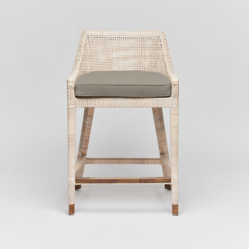 Tabouret de comptoir 26 po Boca, Sisal / cadre délavé blanc