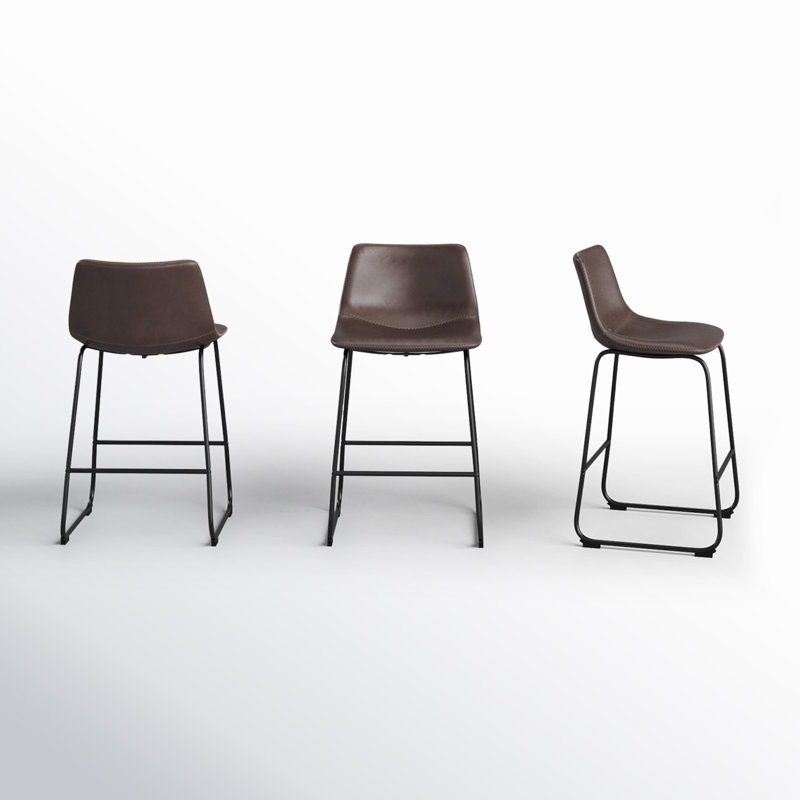 Tabouret de comptoir en similicuir 24 po Bela, Similicuir brun