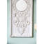 Ensemble de 2 grands panneaux d'art mural en bois avec finition blanche patinée et décorations de miroir rond
