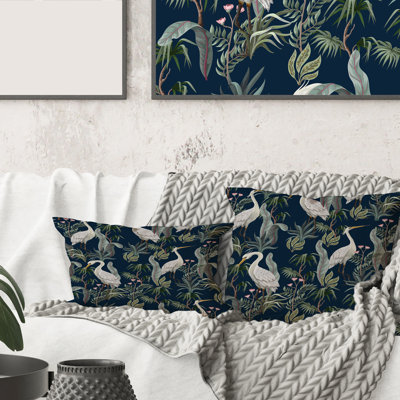 Coussin Rectangle, chinoiserie avec oiseaux et pivoines VII - imprimé traditionnel