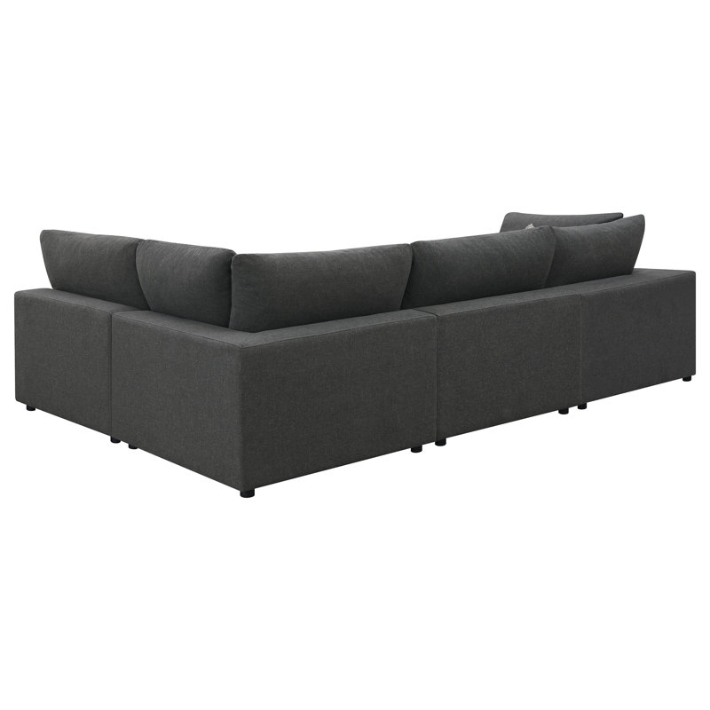 Canapé modulaire rembourré 4 pièces Gihan, Lin gris charbon