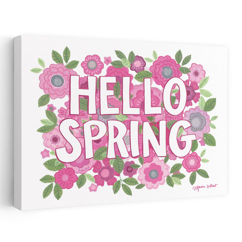 Hello Spring Contemporary Spring Flower Art, 24" H x 36" W