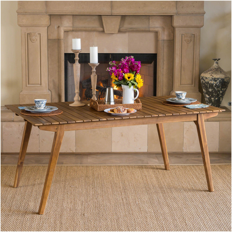 Table de salle à manger d'extérieur en bois massif de 69 po