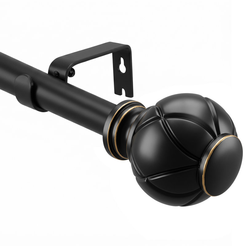 Tringle à rideaux simple ajustable Derra, 36" - 72", Noir, noir, noir, noir