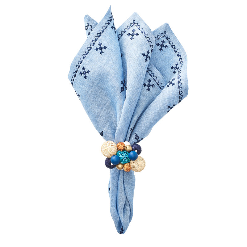 Fez Linen Napkin, Periwinkle/Navy