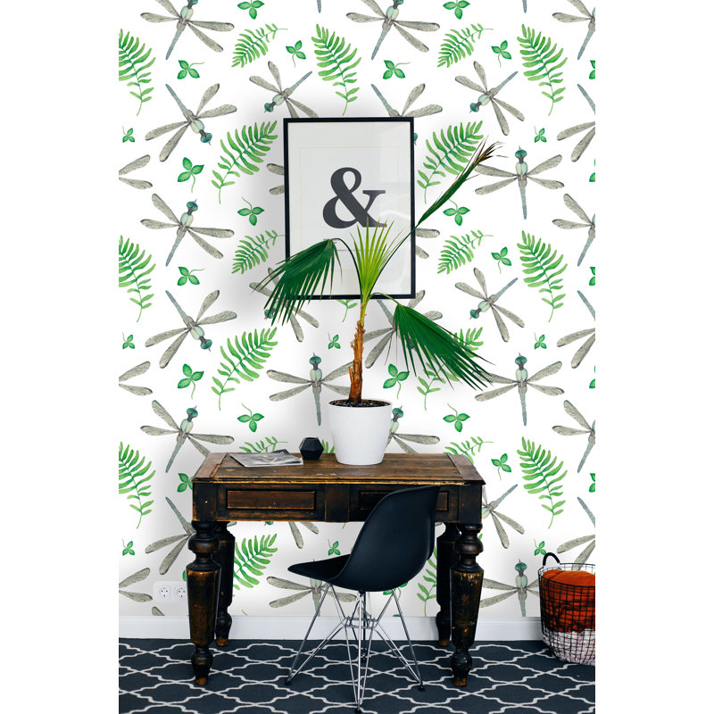Rouleau de papier peint adhésif à motif de feuilles de palmier amovible L 10 pi x l 25 po Aatos