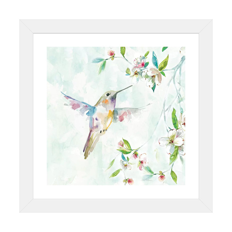 «Hummingbird I» par Carol Robinson, reproduction d'art, H 24 po x l 24 po x P 1 po, Papier encadré blanc
