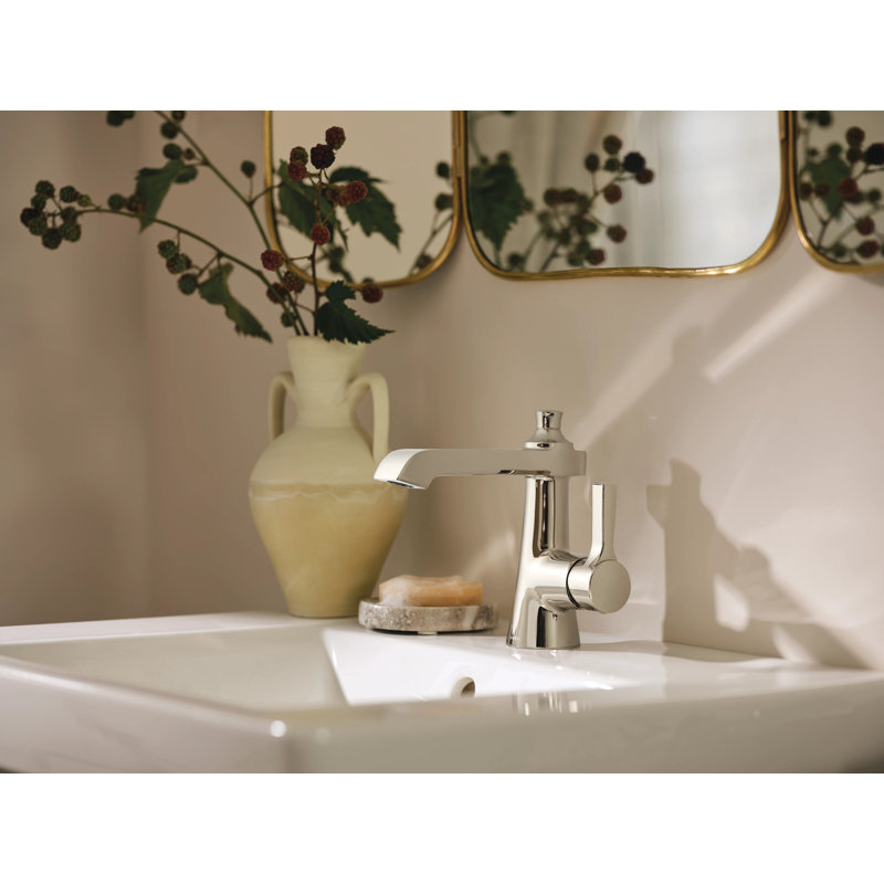 Flara Single Hole Bathroom Faucet with Drain Assembly, Polished Nickel