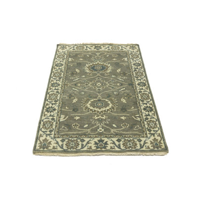 Taupe Floral Handmade Osh Chobi Peshawar Oriental Rug
