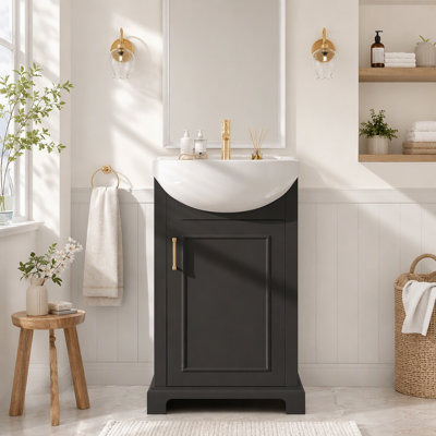 Meuble-lavabo simple 20 po avec lavabo en céramique et portes à fermeture en douceur