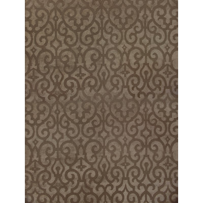 Damask Area Rug in Graphite/Brown