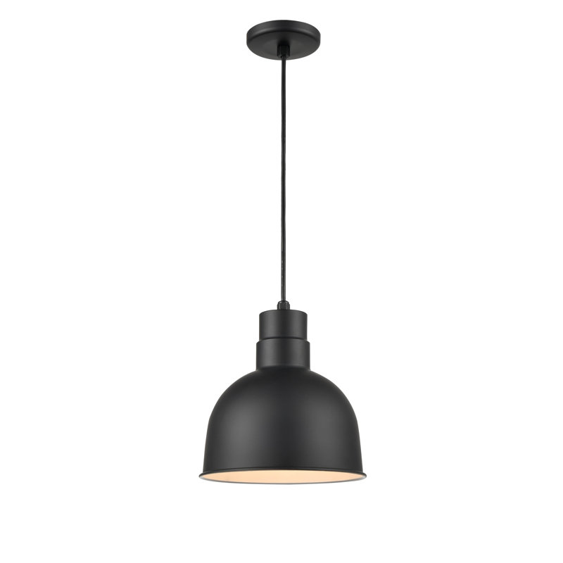 Bol profond suspendu 1 lumière DEL Kaden noir satiné, 11" H x 10" W x 10" D