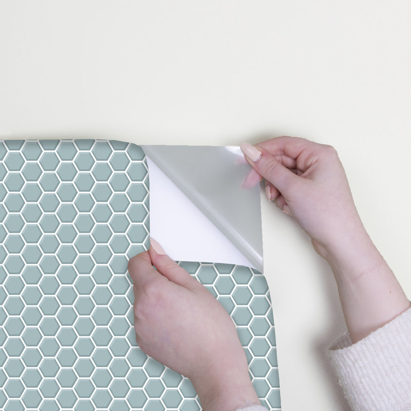 Rouleau de papier peint adhésif Hexagon L 18 pi x l 20,5 po, Vert crème