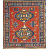 Turkish Wool Southwestern Area Rug in Red