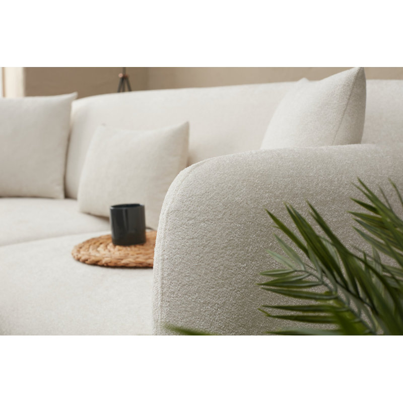 Canapé-lit tapissier Darron, 100 % polyester crème