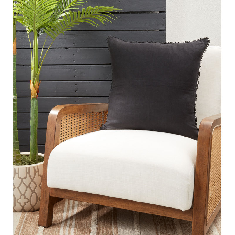 Coussin en lin Garter, Noir