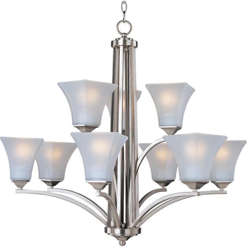 Weedman 9 - Light Dimmable Tiered Chandelier, Satin nickel