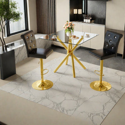 Ensembles de bar de patio modernes, métal doré, solution pour petits espaces pour la maison et la cuisine