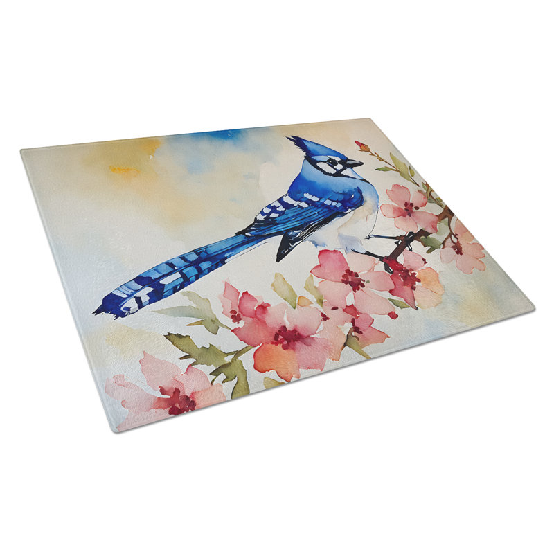 Blue Jay Glass Cutting Board