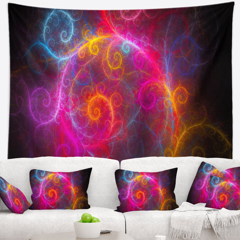 Abstrait beau motif rose sur une tapisserie noire, H 50 po x l 60 po