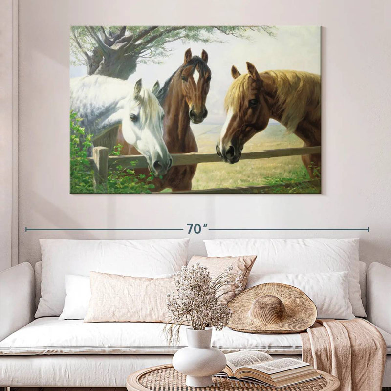 Old Friends Horses, H 34 po x l 51 po