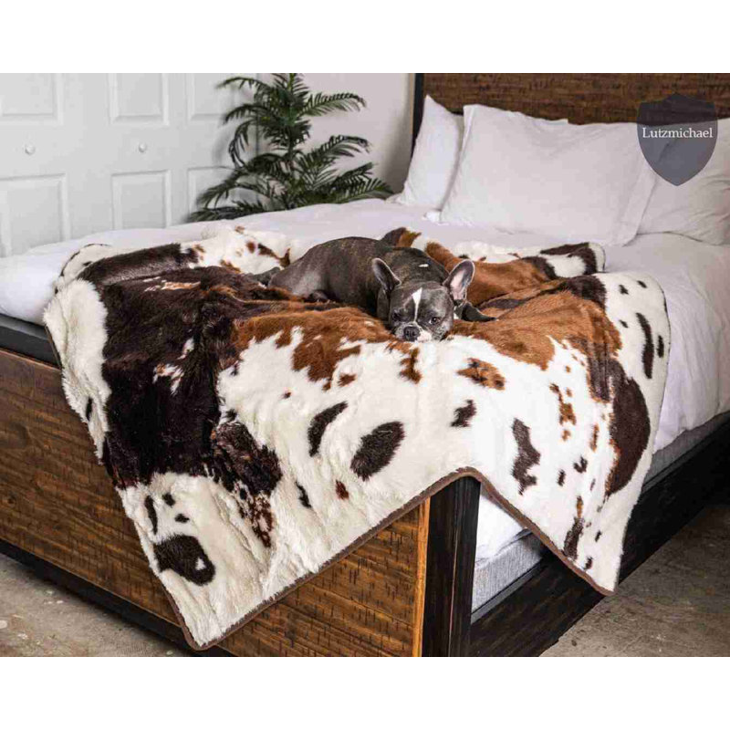 PupProtector Waterproof Throw Blanket, 60" x 50", Brown Cowhide